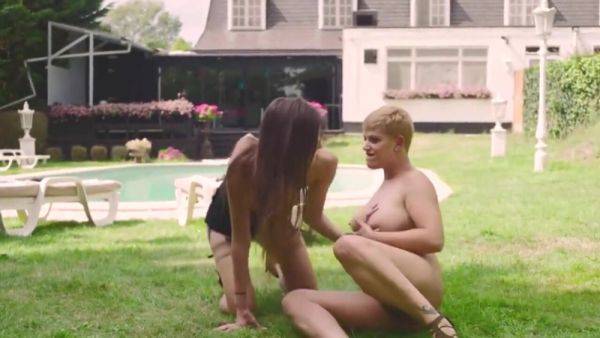 Busty mother fucks young daughter outdoor on royalboobs.com